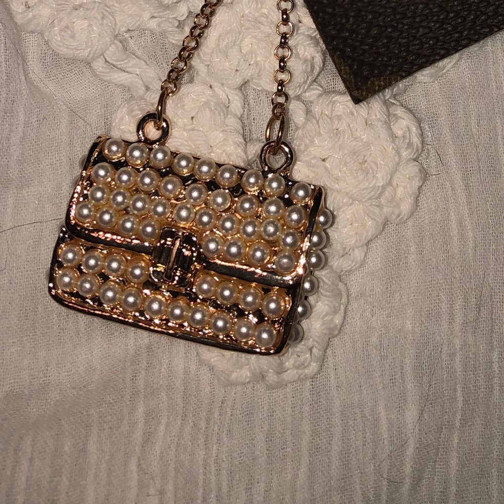 Handbag keychain, Faux Pearls, Handbag Charm